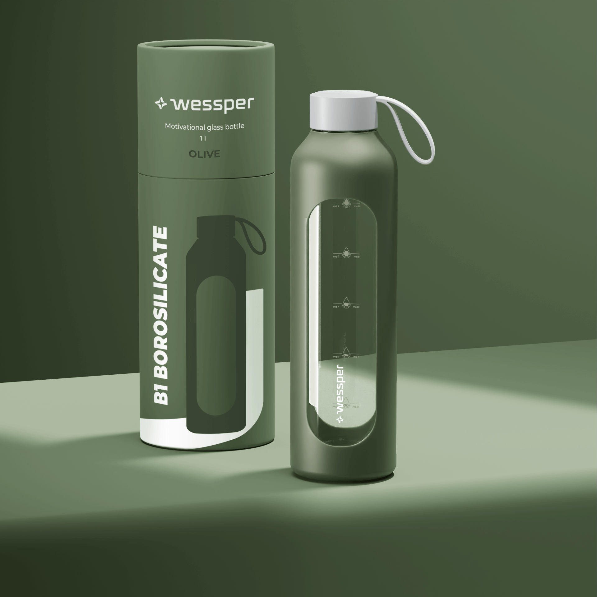 Butelka motywacyjna Wessper B1 BOROSILICATE Sun 1 L