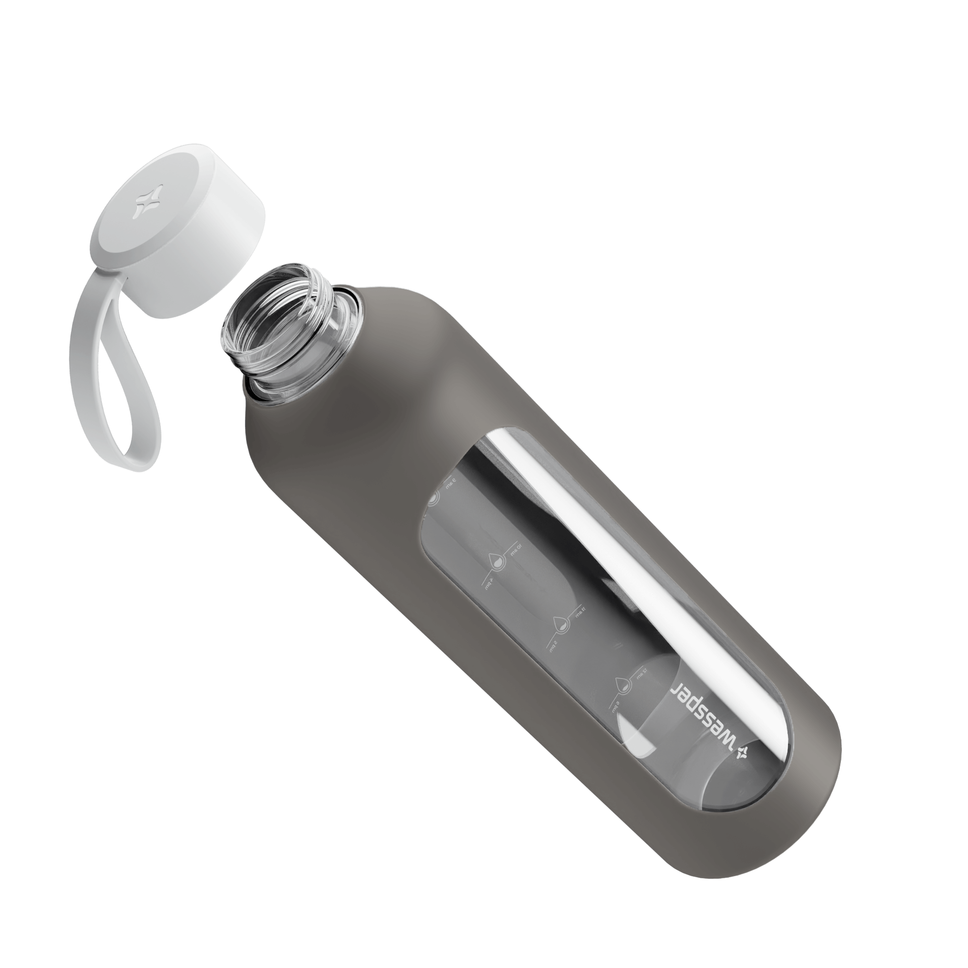 Butelka motywacyjna Wessper B1 BOROSILICATE Grey 1 L