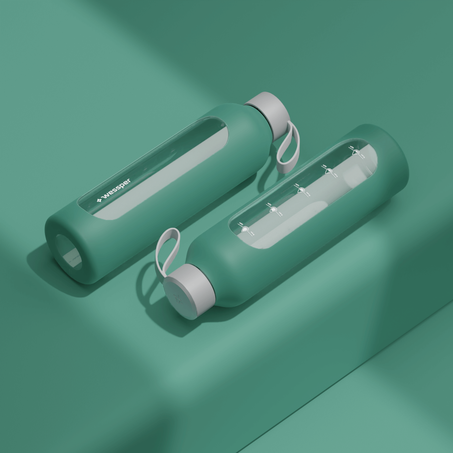 Butelka motywacyjna Wessper B1 BOROSILICATE Ice Blue 1 L