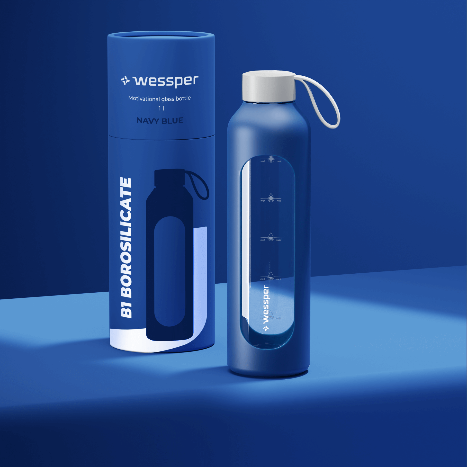 Butelka motywacyjna Wessper B1 BOROSILICATE Sun 1 L