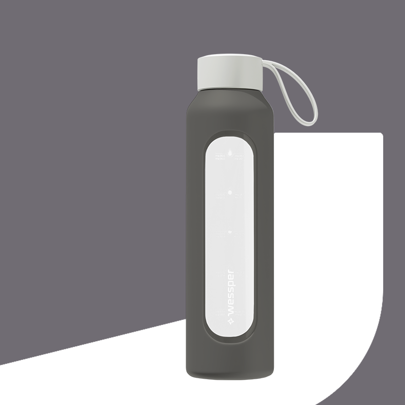 Butelka motywacyjna Wessper B1 BOROSILICATE Grey 500 ml