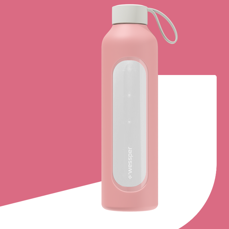 Butelka motywacyjna Wessper B1 BOROSILICATE Pink 1 L
